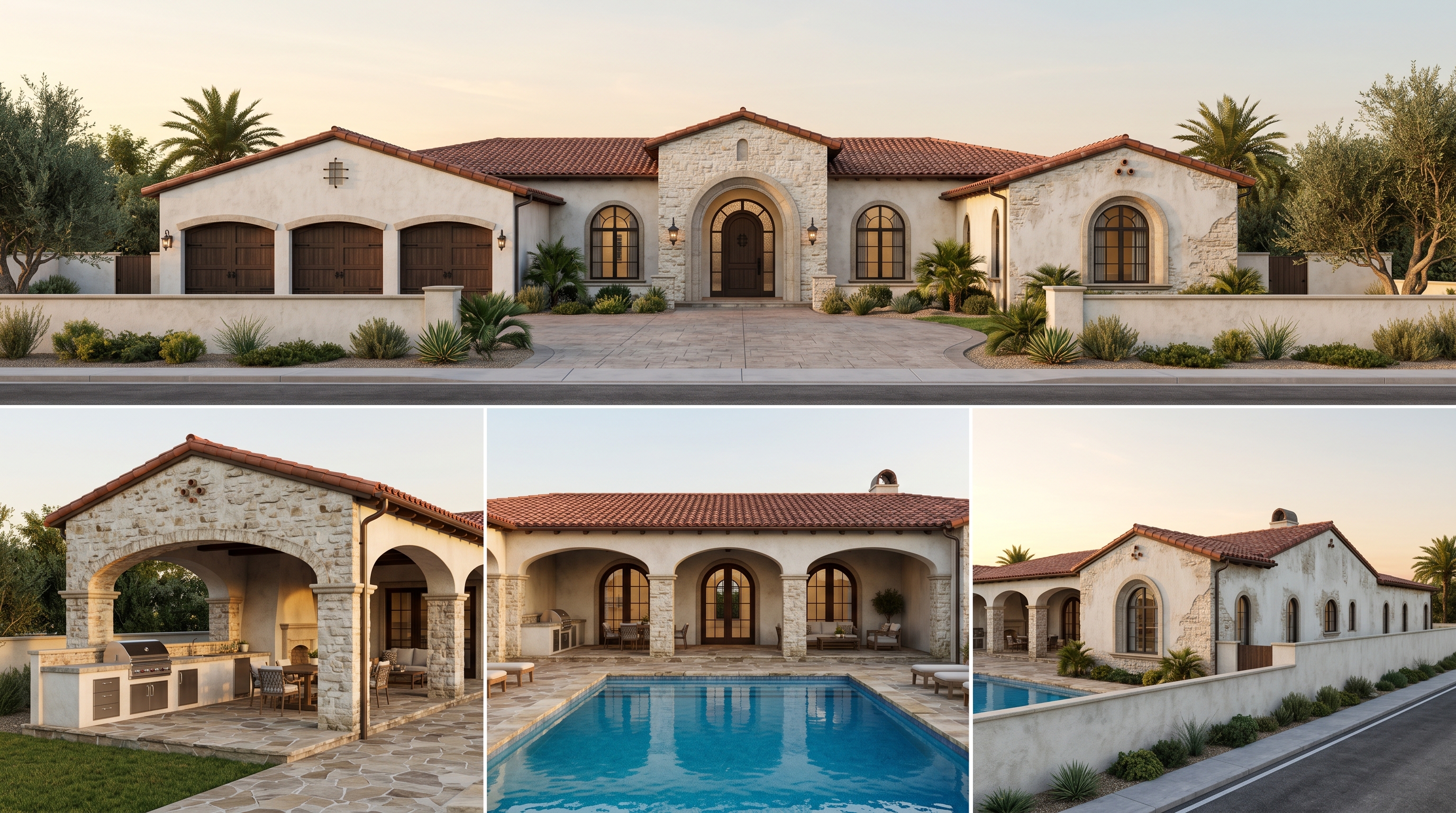 The Edinburg project — exterior rendering and pool / portico studies